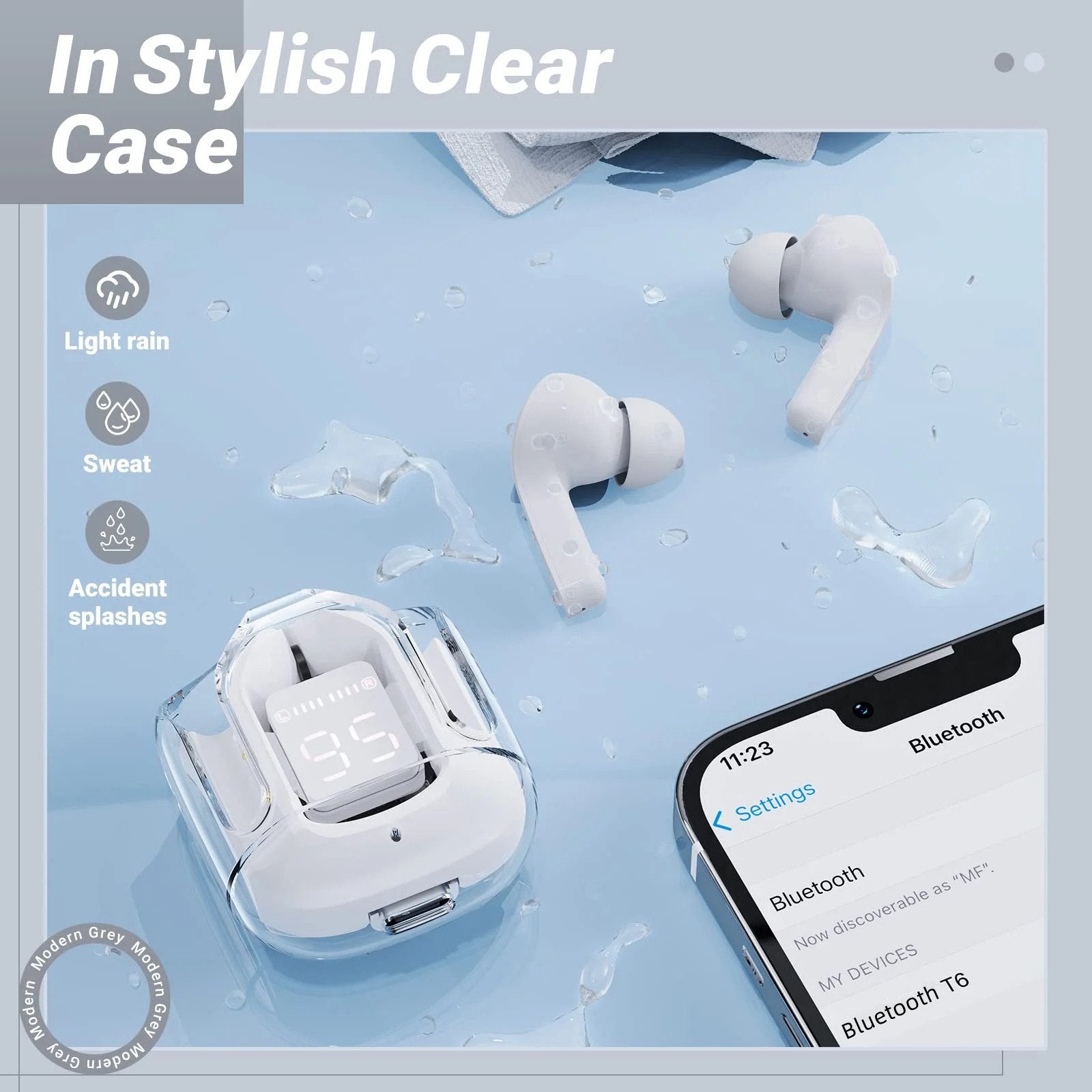 AIR 31 Transparent Case Earbuds (Bluetooth 5.3 + LED Display)